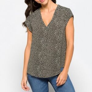 Lillian V neck Moray Speckled Blouse